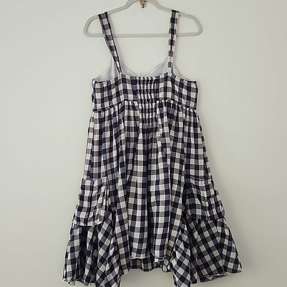 Walter Boho Lagenlook Purple Gingham Cotton Cottagecore V Neck Mini Dress L (F9) - Picture 6 of 14